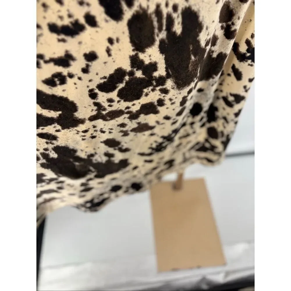 JASON WU Satin Cowhide Print Midi Skirt Elastic Waist Pull On A-Line XS